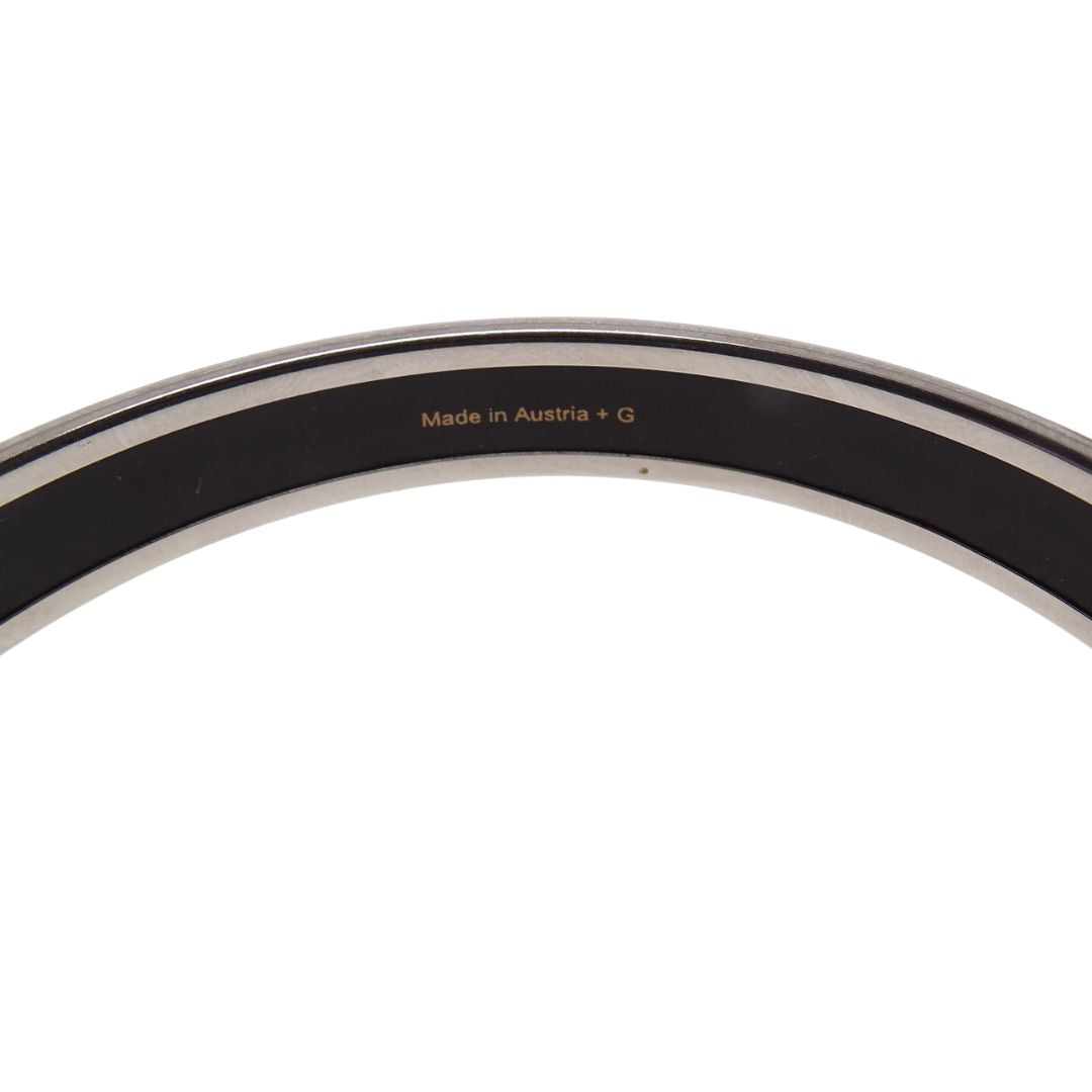Hermes Printed Enamel Bangle Narrow Black Small