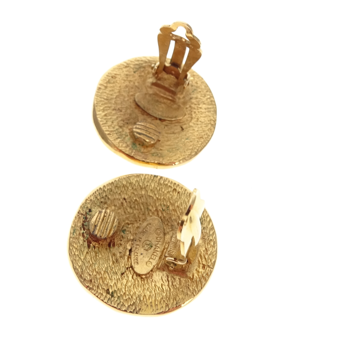Chanel Vintage Rue Cambon Goldtone Coin Clip On Earrings