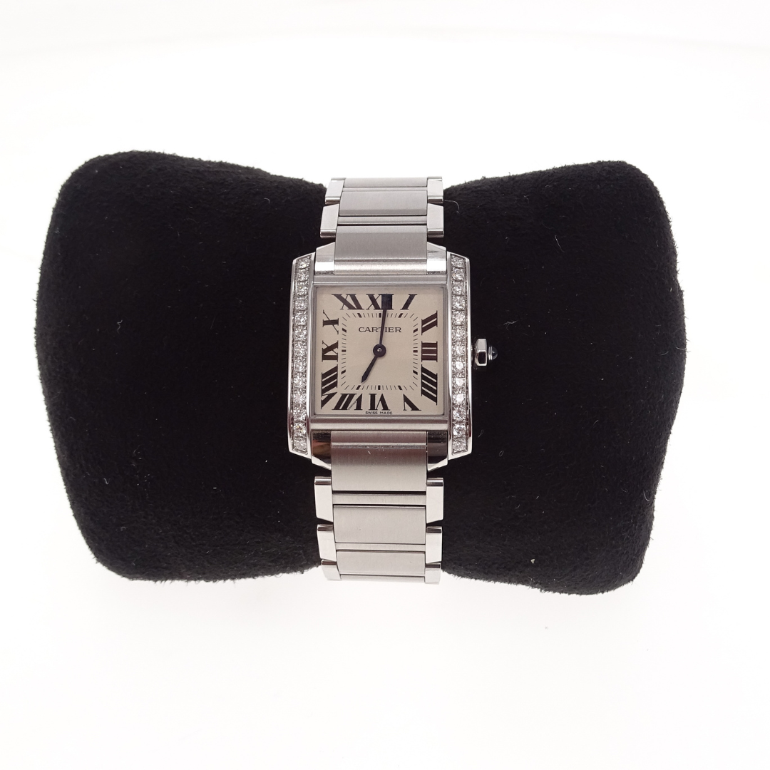 Cartier Tank Watch Medium Model Stainless Steel and Diamond (quartz movement)
