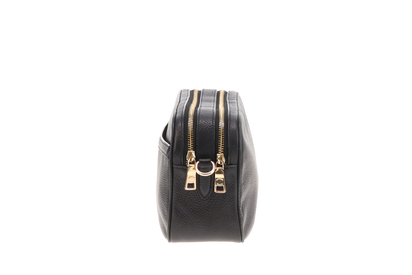 Coach Double Zip Camera Bag Black Leather with Canvas Strap