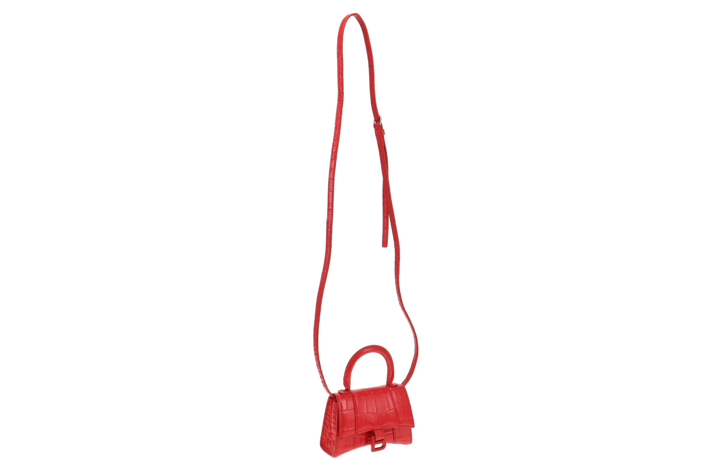 Balenciaga Red Croc Embossed Mini Hourglass