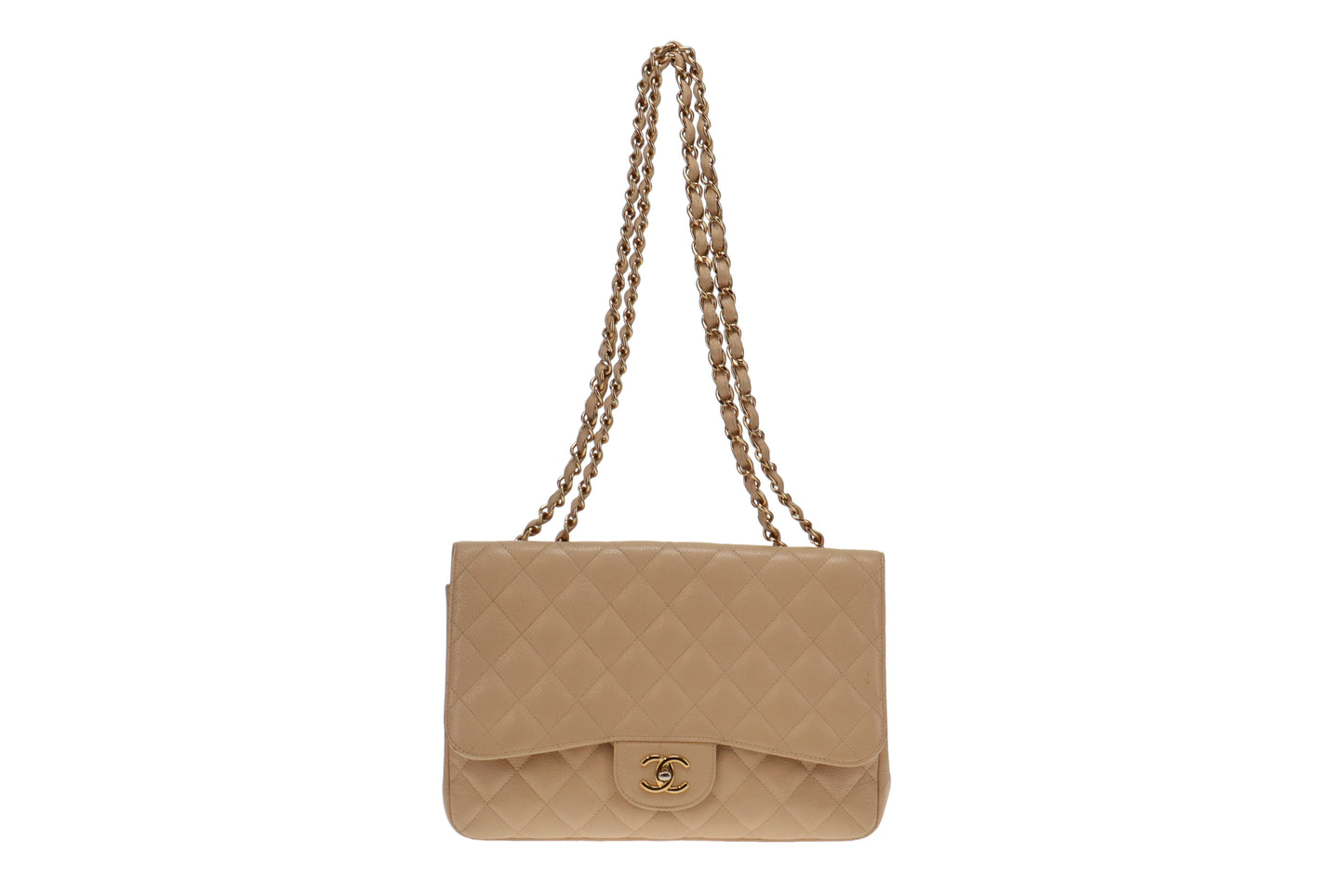 Chanel Beige Caviar and GHW Classic Jumbo Single Flap Bag 2009/10 (13 series)