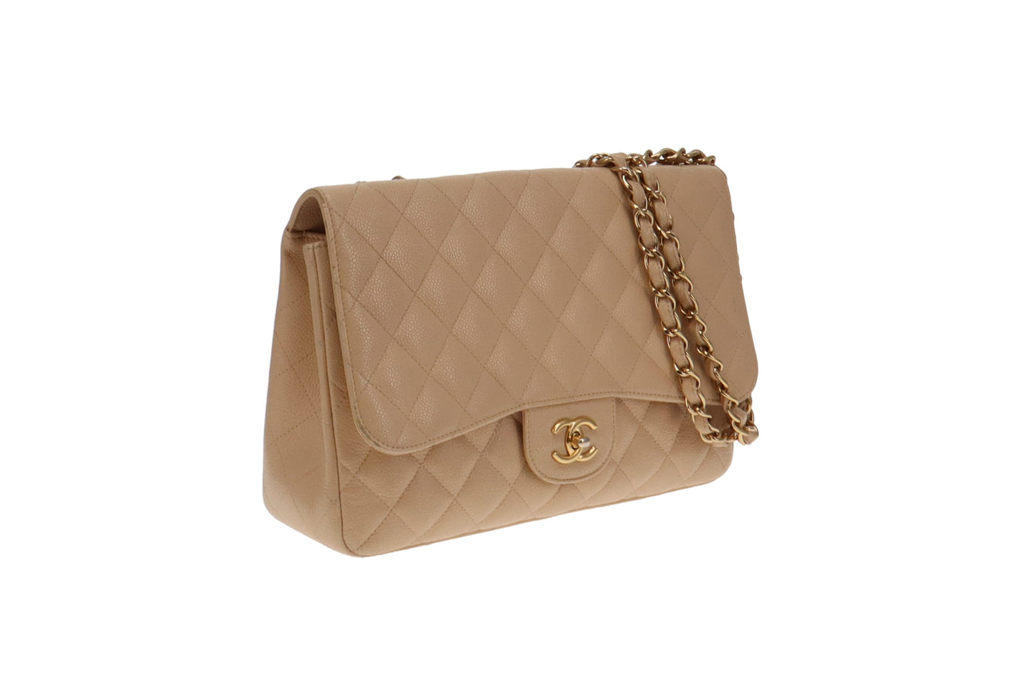 Chanel Beige Caviar and GHW Classic Jumbo Single Flap Bag 2009/10 (13 series)