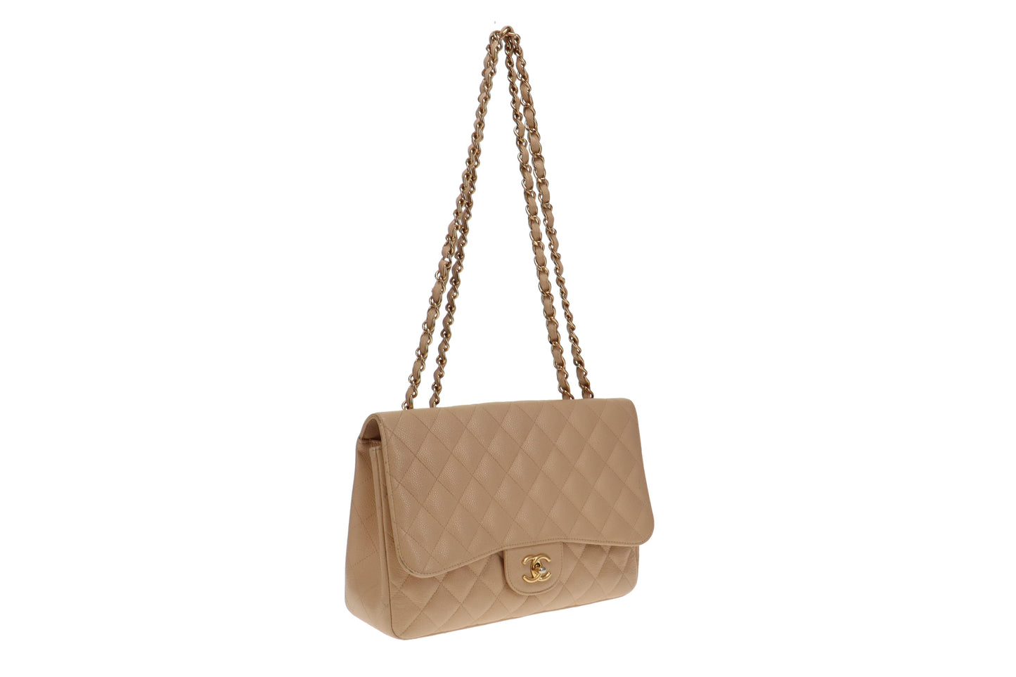 Chanel Beige Caviar and GHW Classic Jumbo Single Flap Bag 2009/10 (13 series)