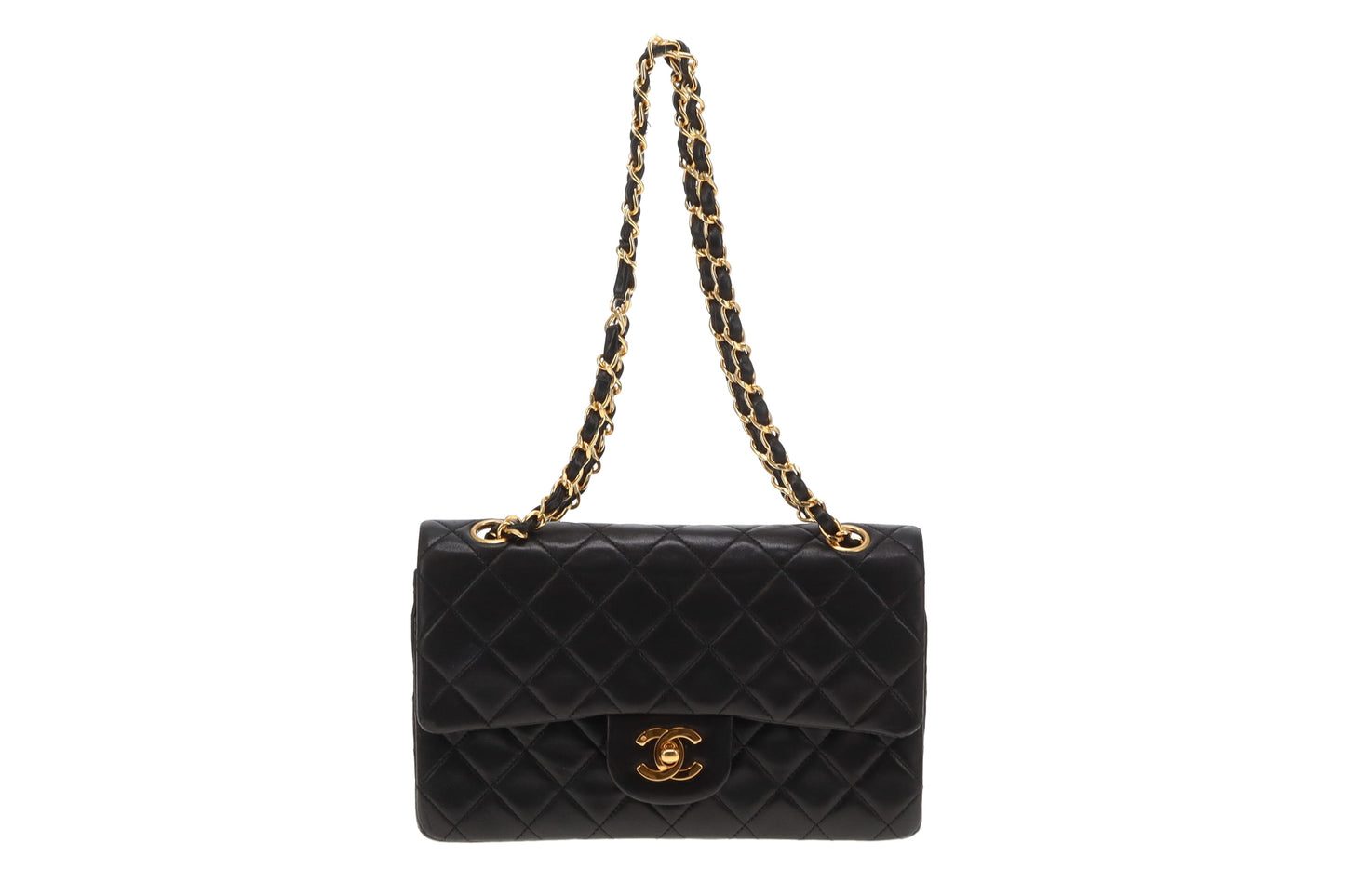 Chanel Black Lambskin Small Classic Double Flap Bag GH 1989/91