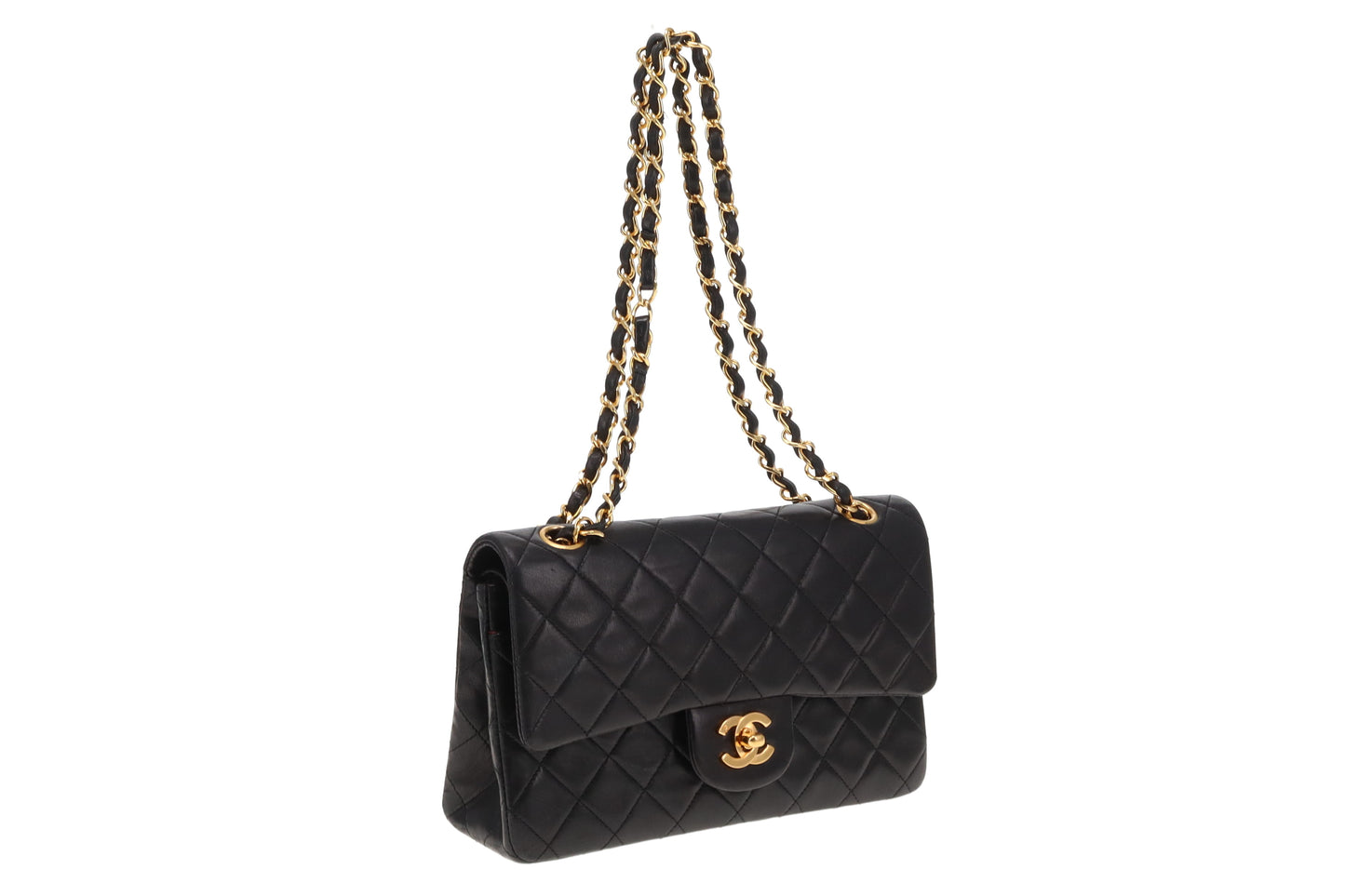 Chanel Black Lambskin Small Classic Double Flap Bag GH 1989/91