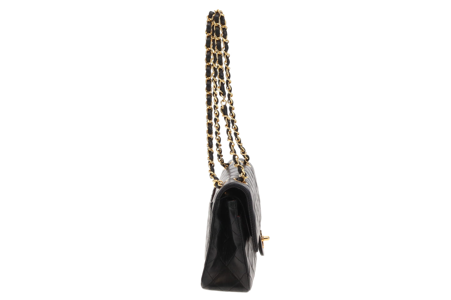 Chanel Black Lambskin Small Classic Double Flap Bag GH 1989/91