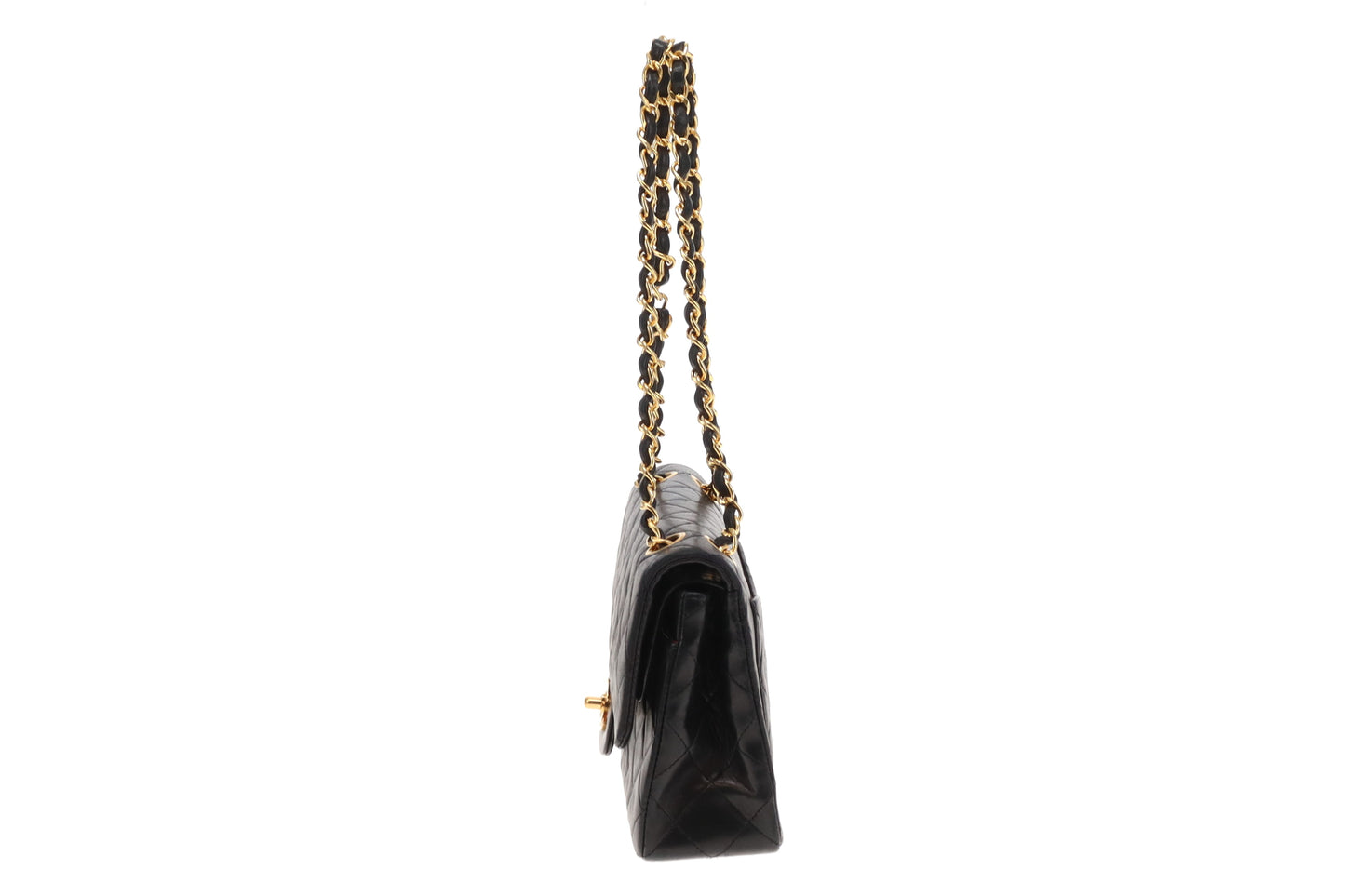 Chanel Black Lambskin Small Classic Double Flap Bag GH 1989/91