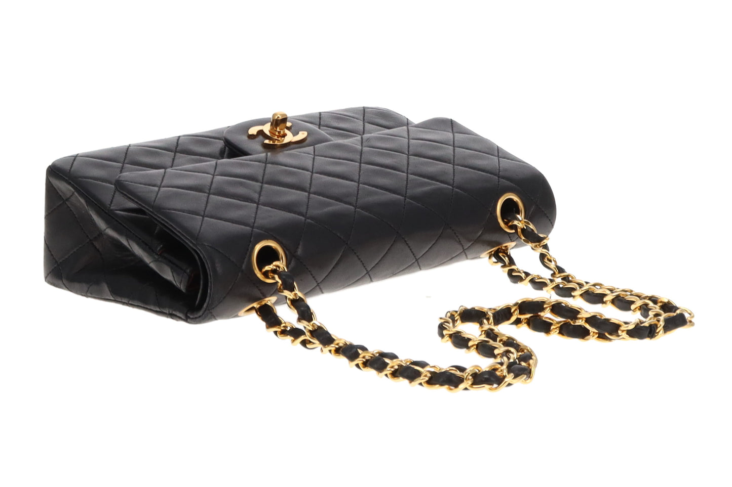 Chanel Black Lambskin Small Classic Double Flap Bag GH 1989/91