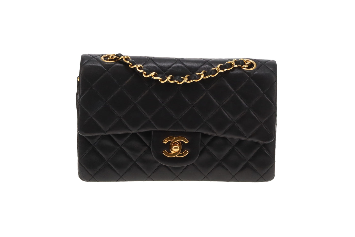 Chanel Black Lambskin Small Classic Double Flap Bag GH 1989/91