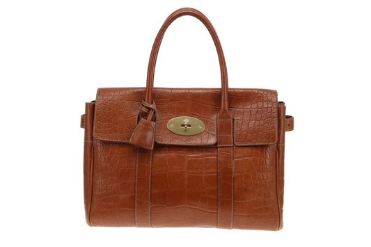 Mulberry Oak Croc Embossed Leather Heritage Bayswater