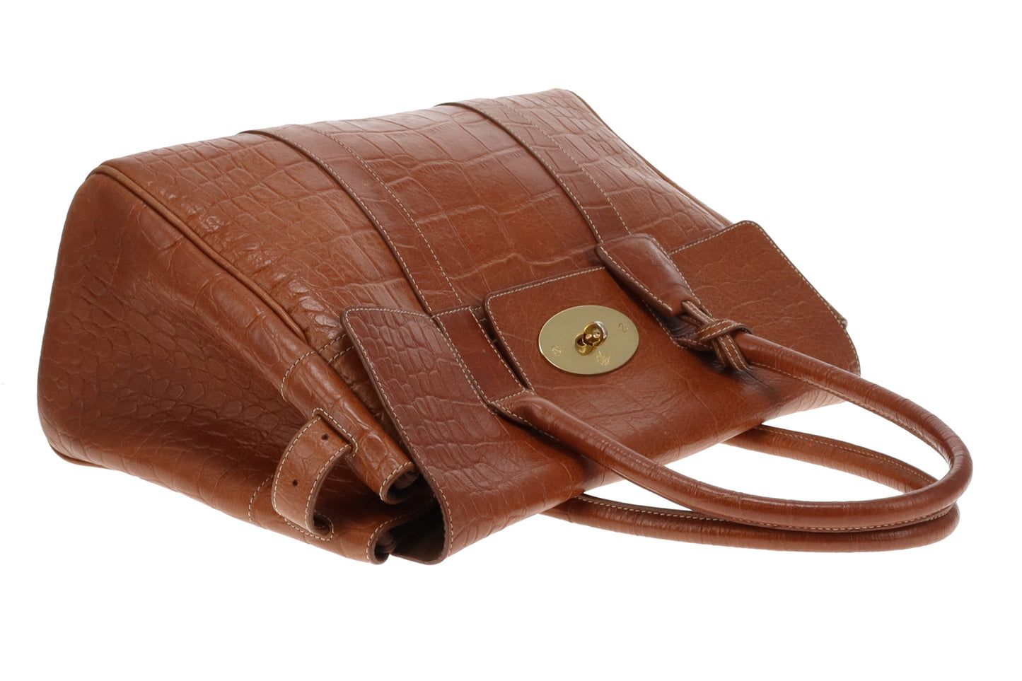 Mulberry Oak Croc Embossed Leather Heritage Bayswater