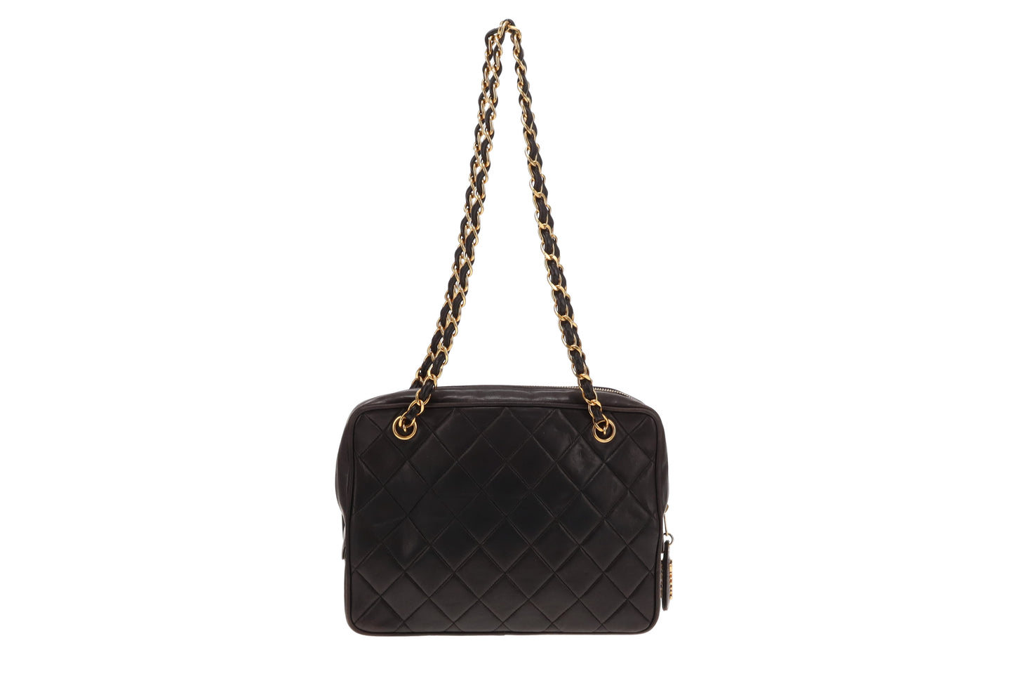 Chanel Brown Lambskin Vintage Front Pocket Square Chain Shoulder Bag 1994/96