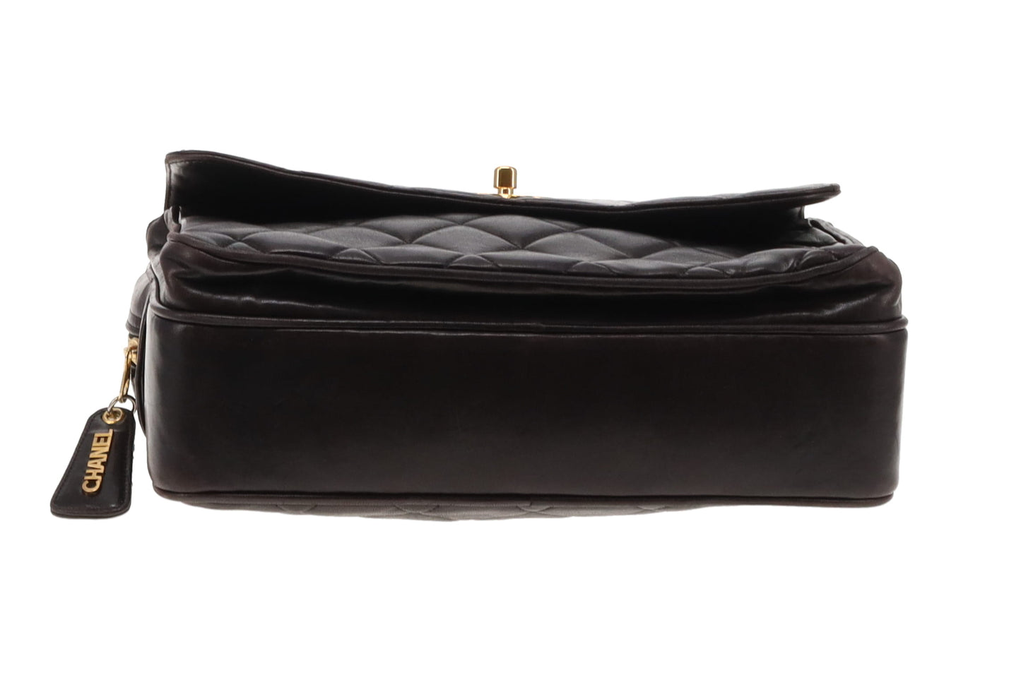 Chanel Brown Lambskin Vintage Front Pocket Square Chain Shoulder Bag 1994/96
