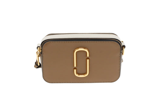 Marc Jacobs Snapshot Brown and White with Glitter Logo Strap