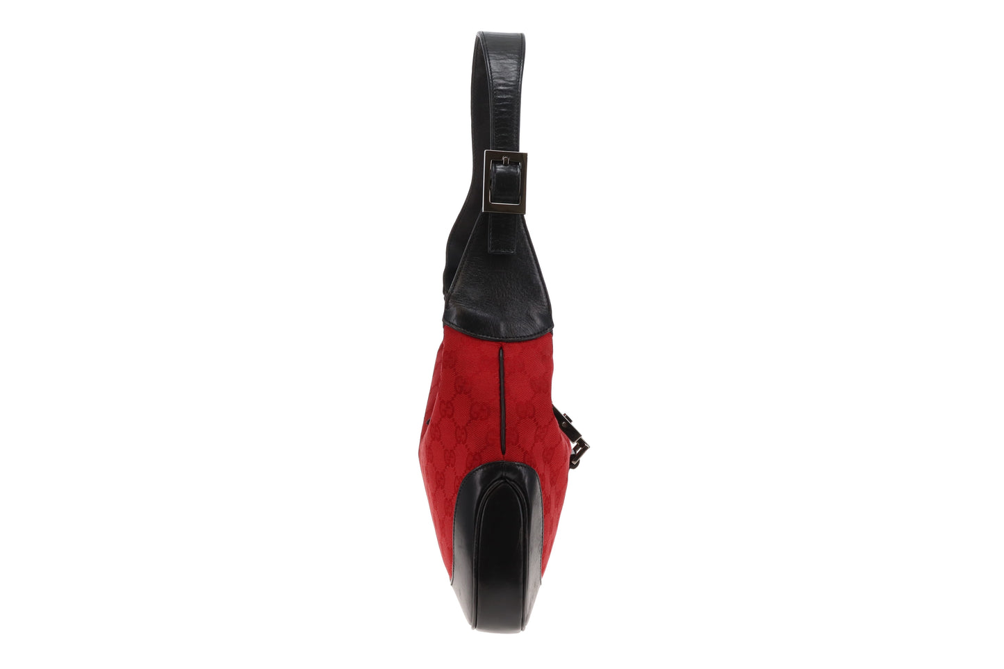 Gucci Jackie Vinatge Red GG Canvas and Black Leather