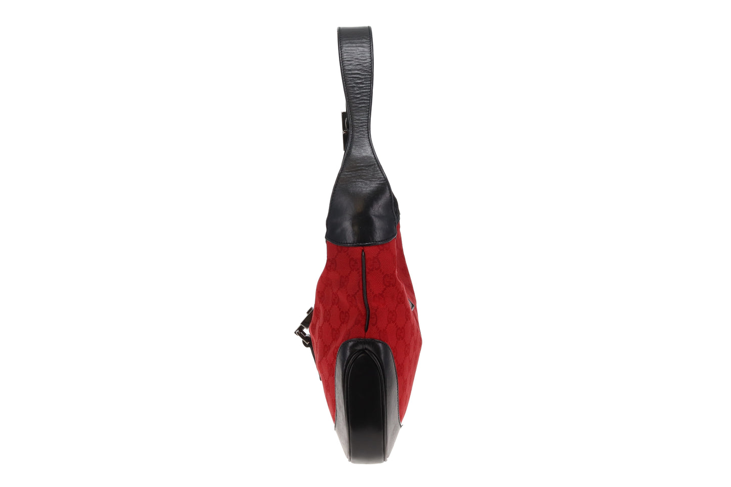 Gucci Jackie Vinatge Red GG Canvas and Black Leather