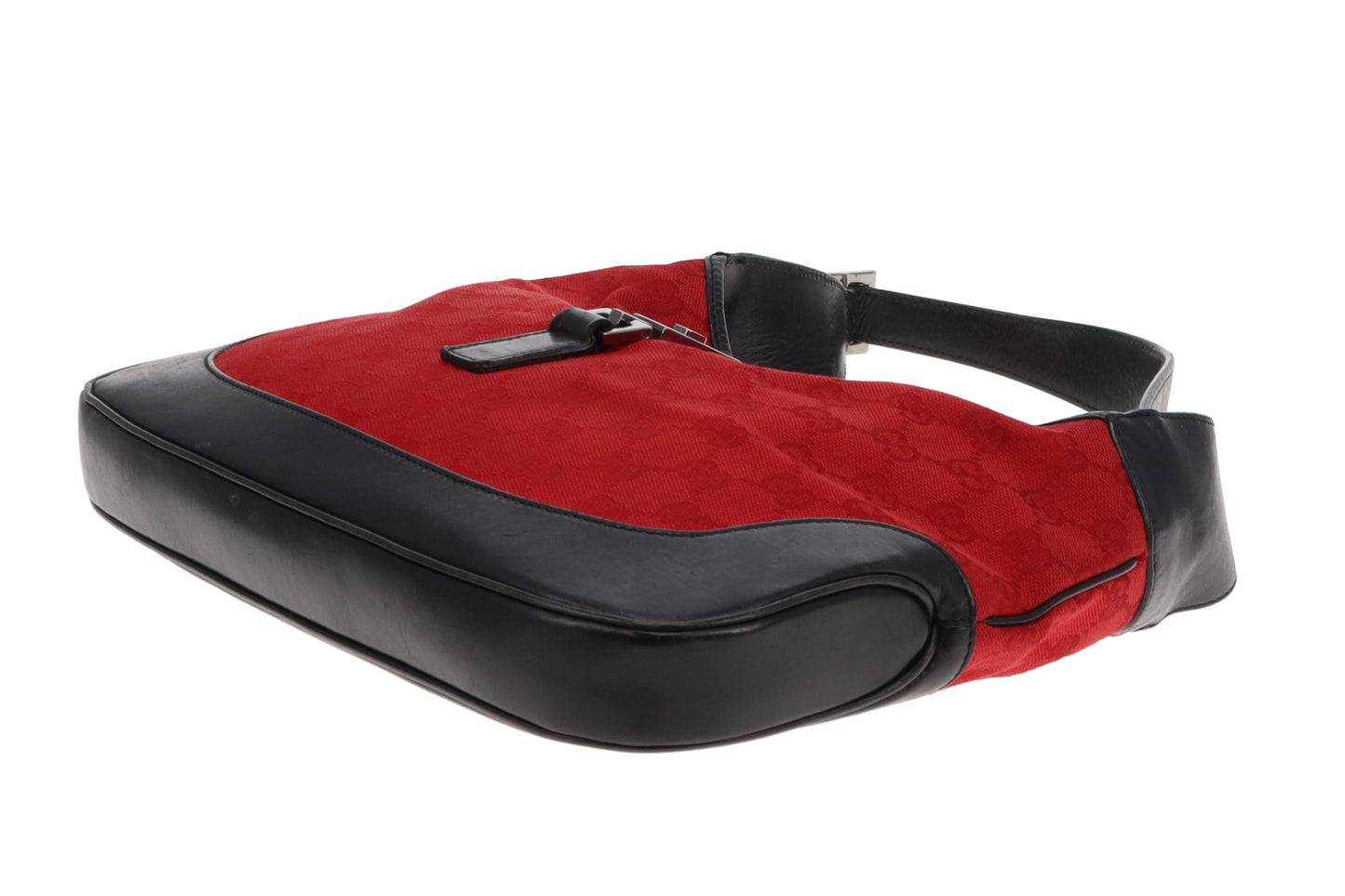 Gucci Jackie Vinatge Red GG Canvas and Black Leather