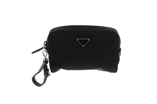 Prada Wristlet Black Nylon and Saffiano