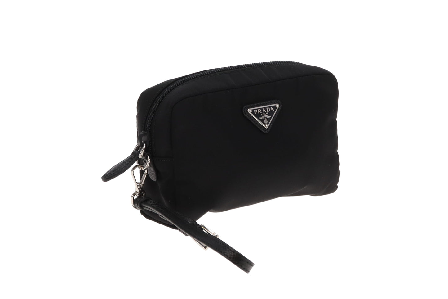 Prada Wristlet Black Nylon and Saffiano