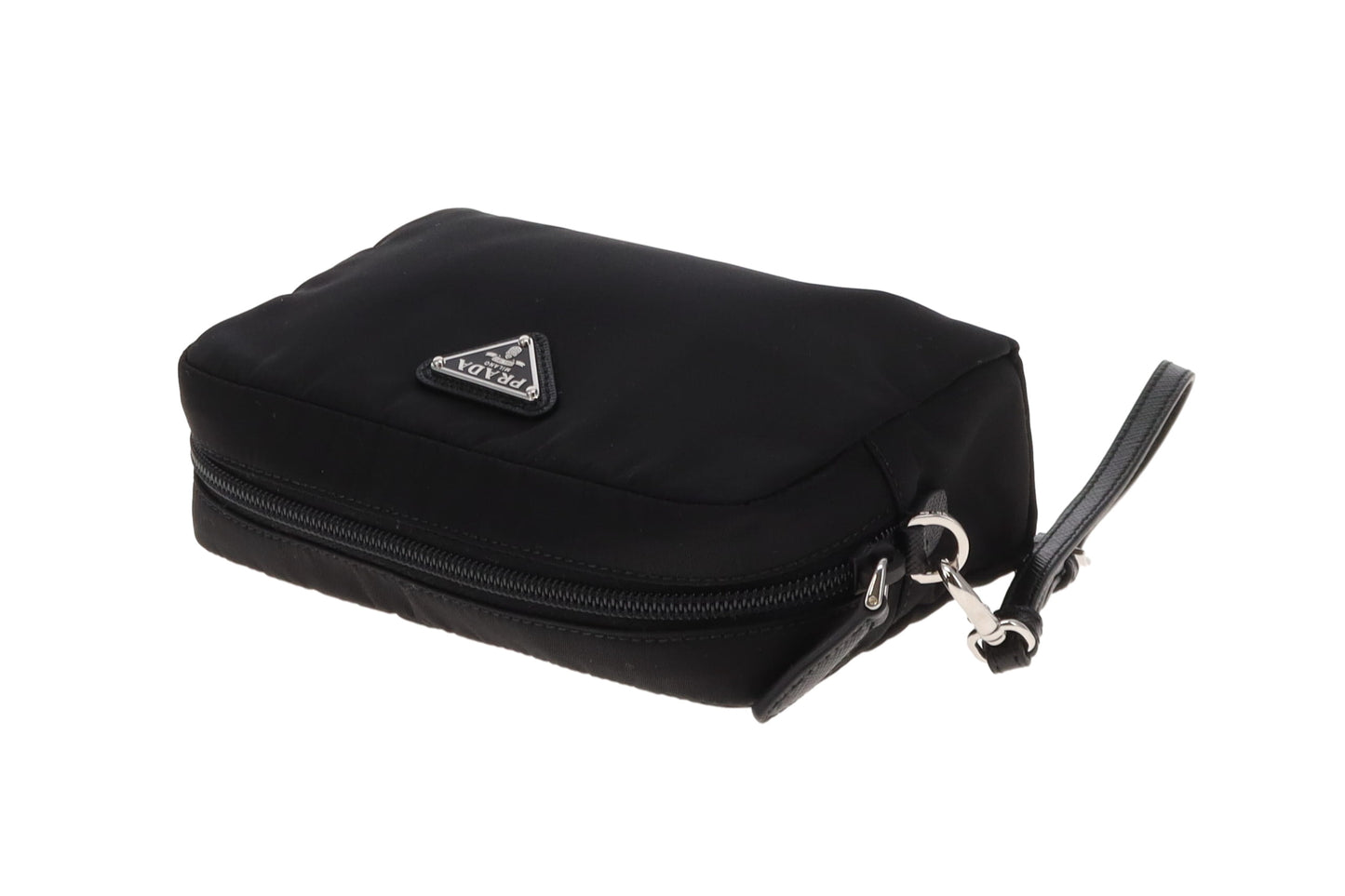 Prada Wristlet Black Nylon and Saffiano