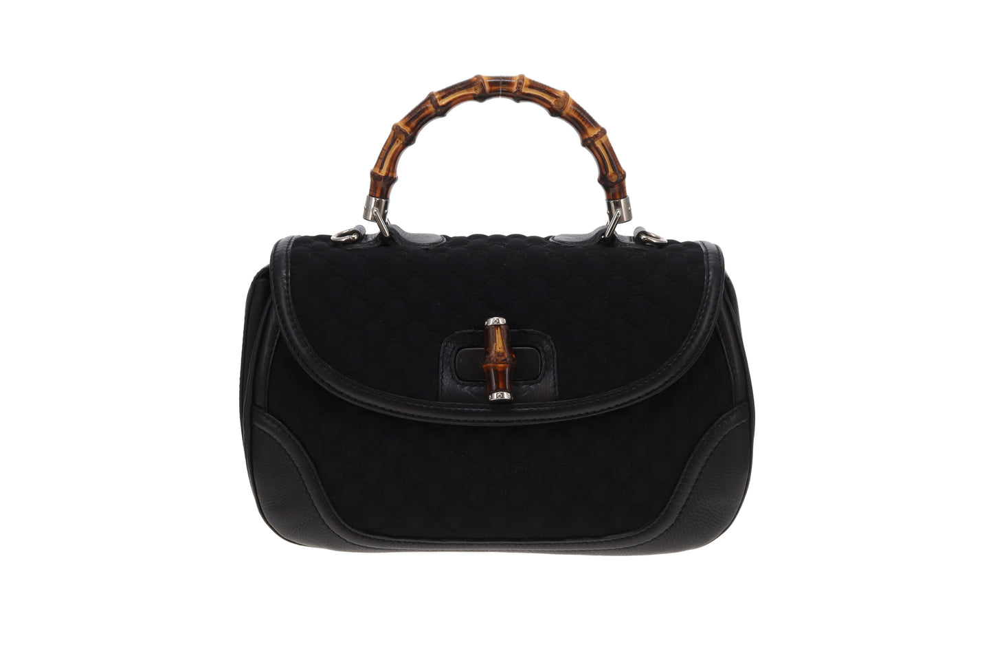 Gucci Bamboo Top handle Large Black Leather and Neoprene