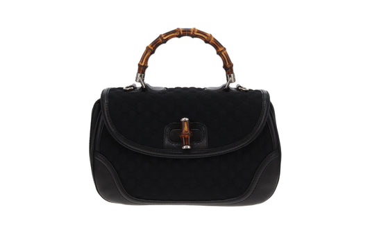 Gucci Bamboo Top handle Large Black Leather and Neoprene