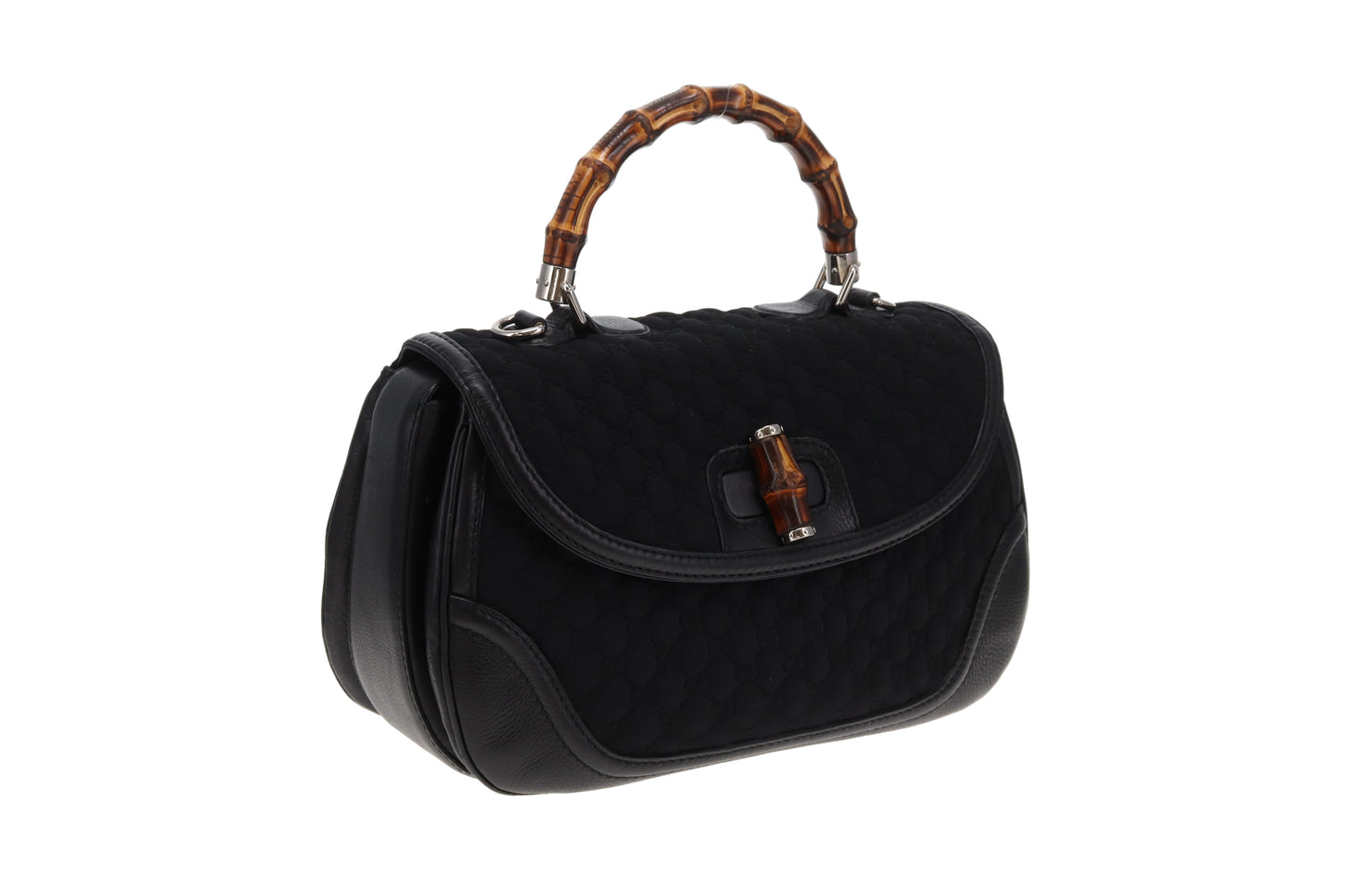 Gucci Bamboo Top handle Large Black Leather and Neoprene