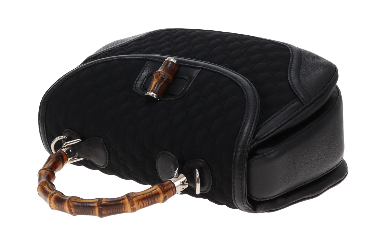 Gucci Bamboo Top handle Large Black Leather and Neoprene