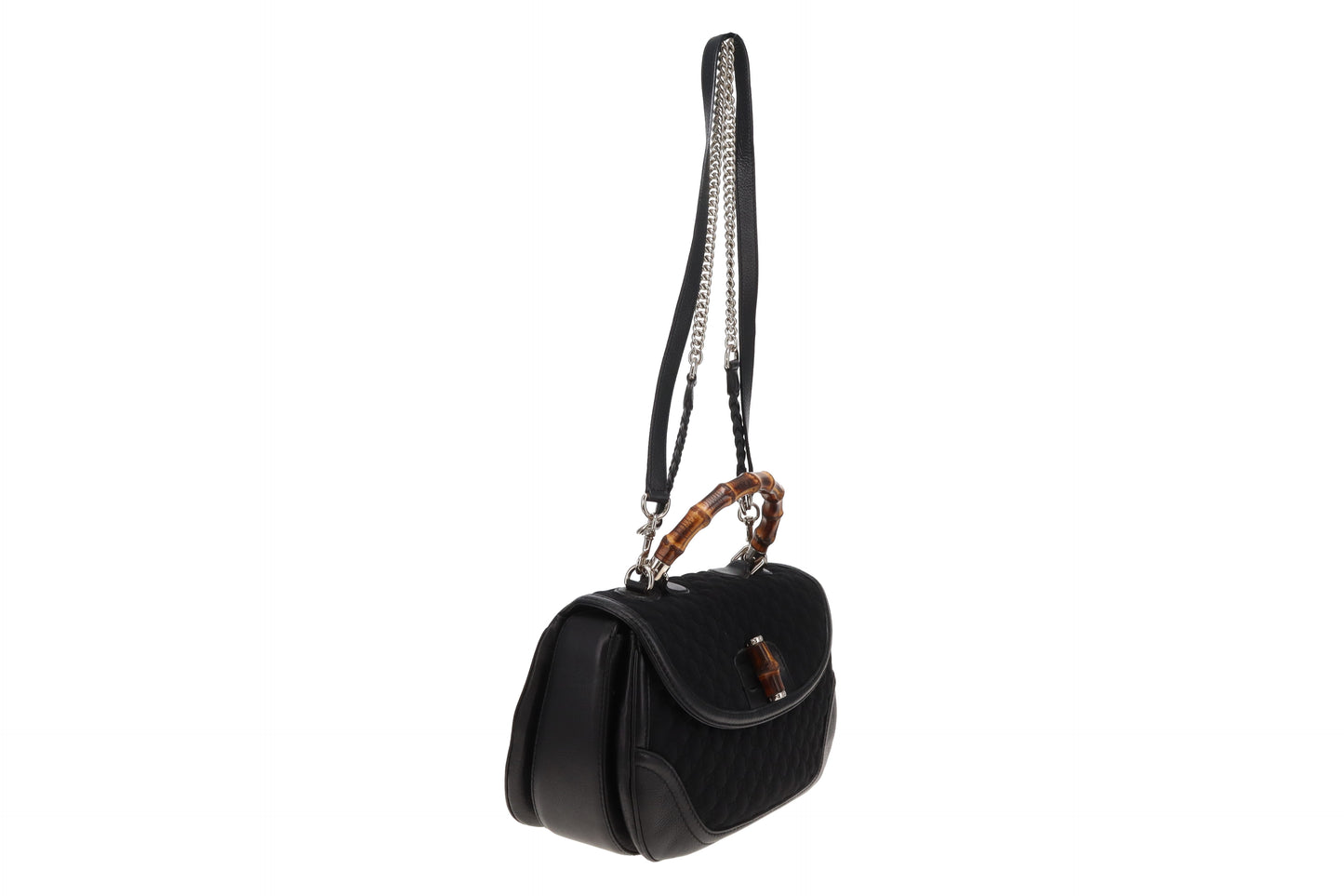 Gucci Bamboo Top handle Large Black Leather and Neoprene
