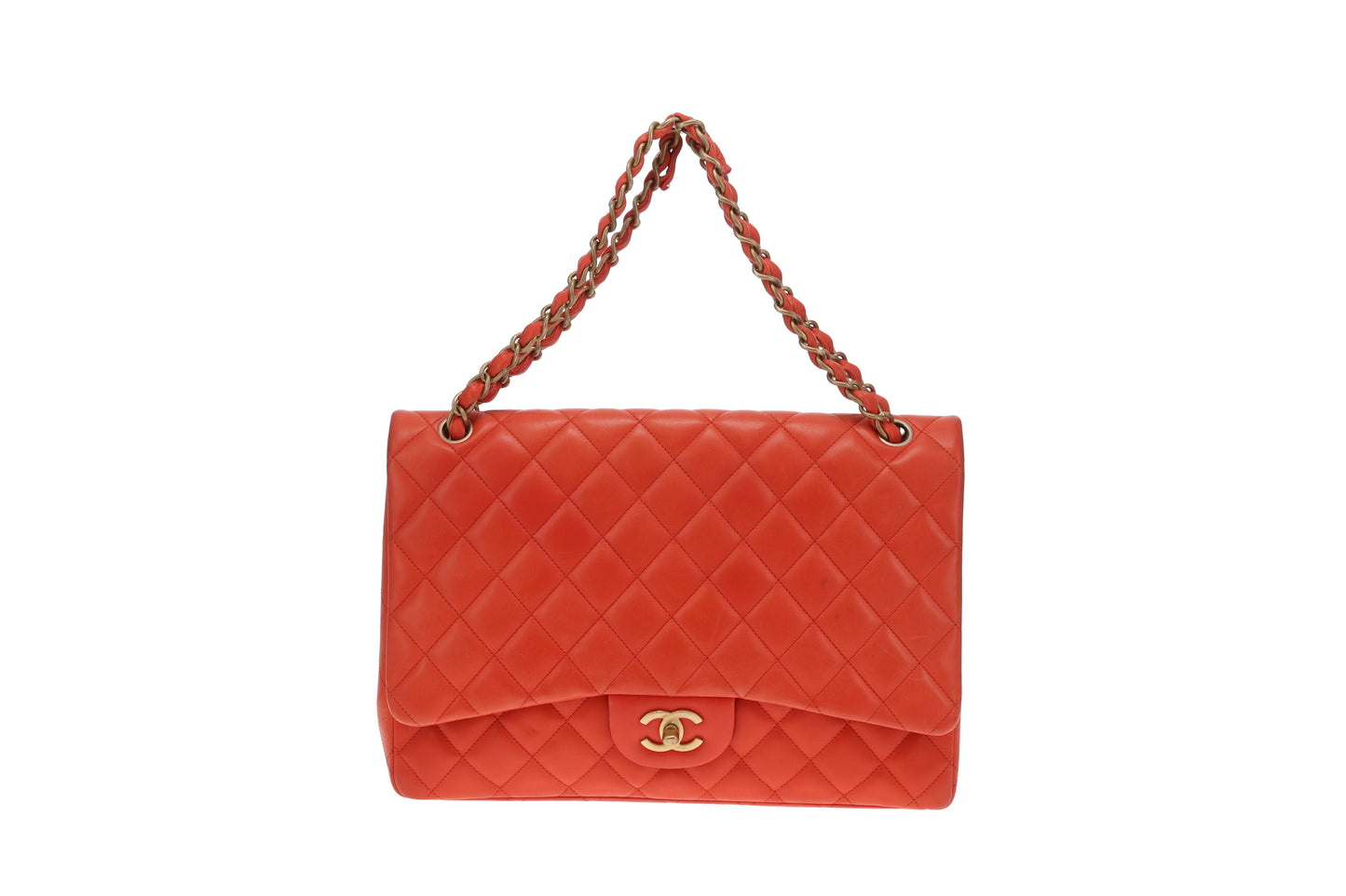 Chanel Classic Maxi Single Flap Coral Brushed GHW 2009/10