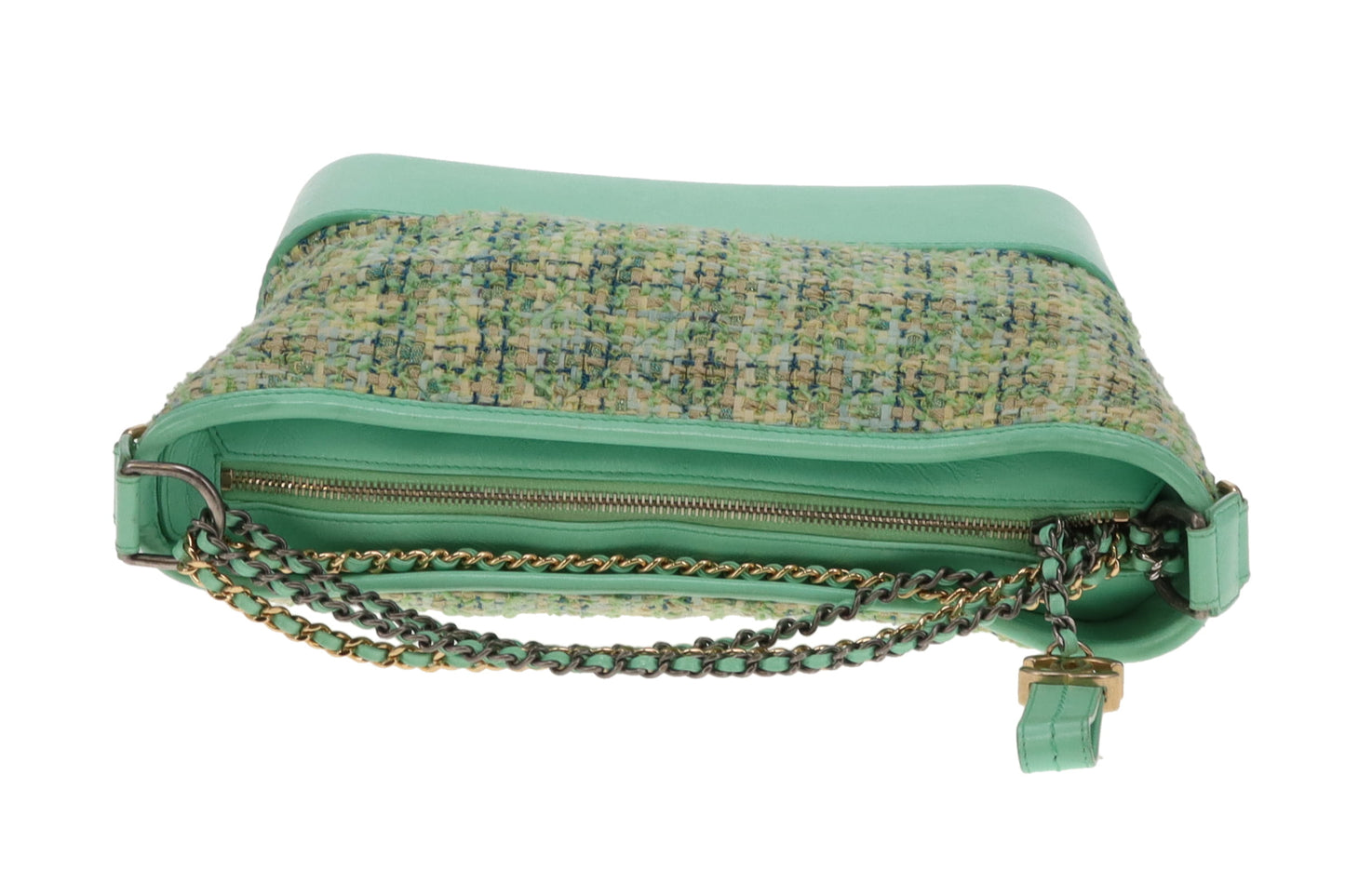 Chanel Gabrielle Medium Green Tweed and Leather 2019
