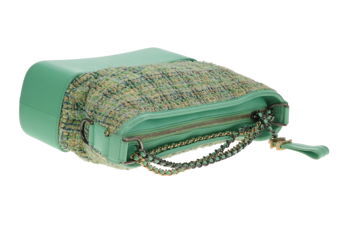 Chanel Gabrielle Medium Green Tweed and Leather 2019