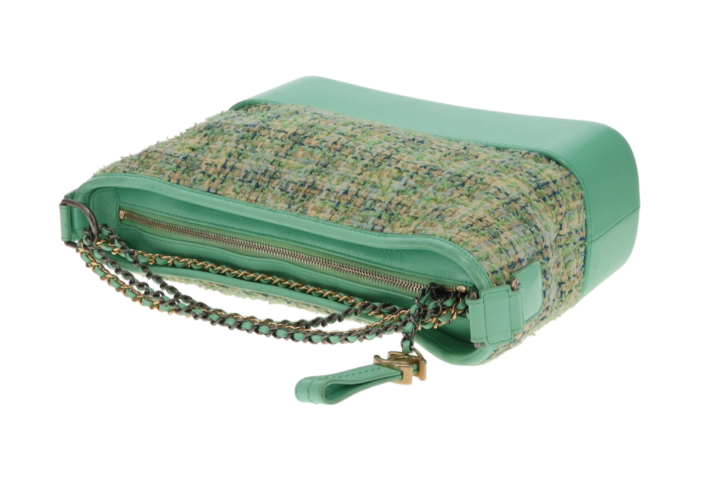 Chanel Gabrielle Medium Green Tweed and Leather 2019