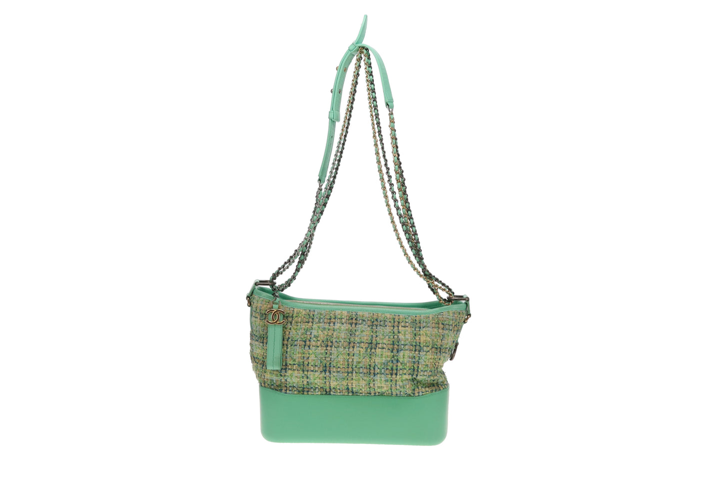 Chanel Gabrielle Medium Green Tweed and Leather 2019