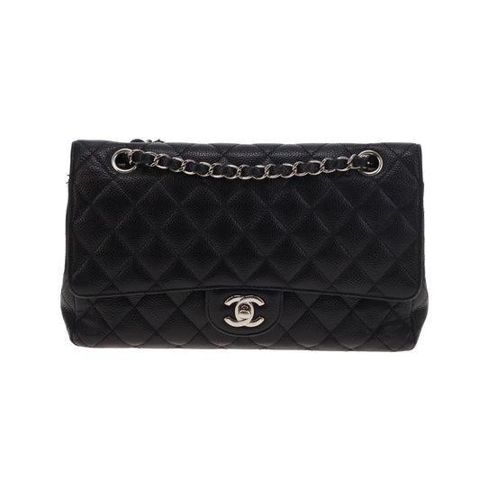 Chanel Classic Medium Double Flap Black Caviar Silver HW 2011/12