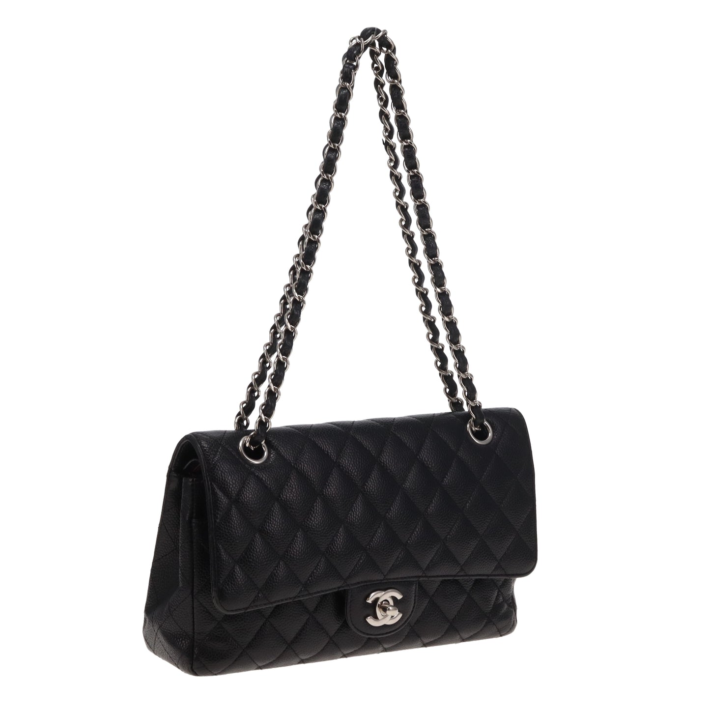 Chanel Classic Medium Double Flap Noir Caviar HW Argent 2011/12