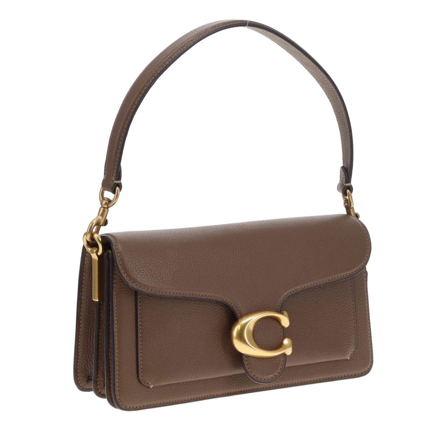 Sac Tabby 26 Coach en cuir taupe avec ferrures dorées
