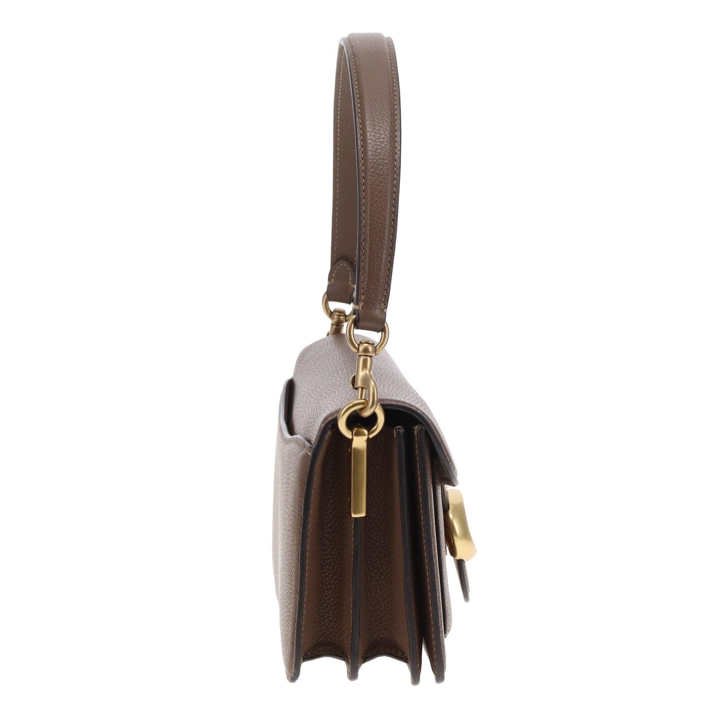 Sac Tabby 26 Coach en cuir taupe avec ferrures dorées