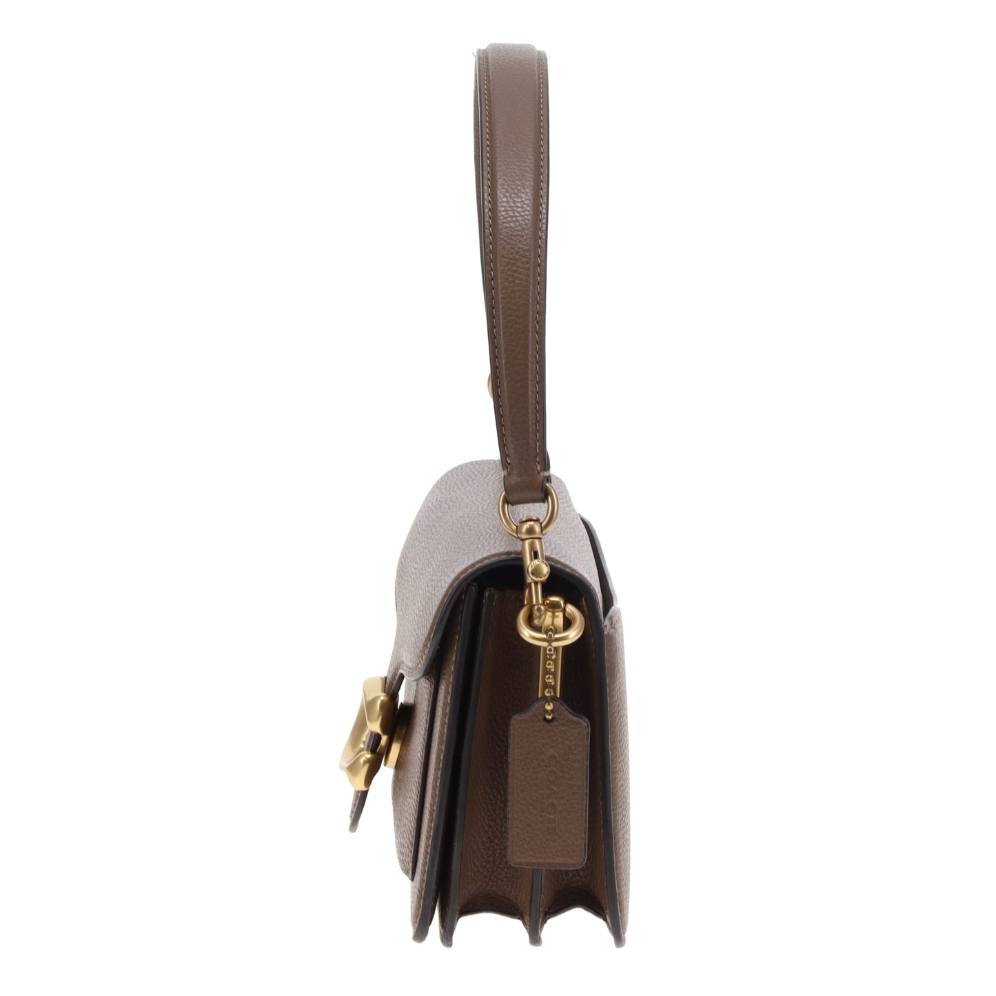 Sac Tabby 26 Coach en cuir taupe avec ferrures dorées
