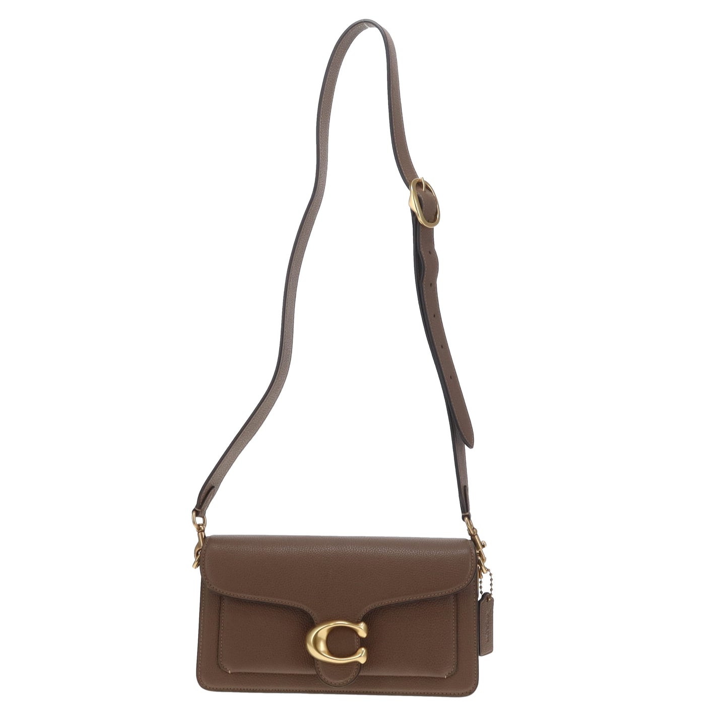 Sac Tabby 26 Coach en cuir taupe avec ferrures dorées