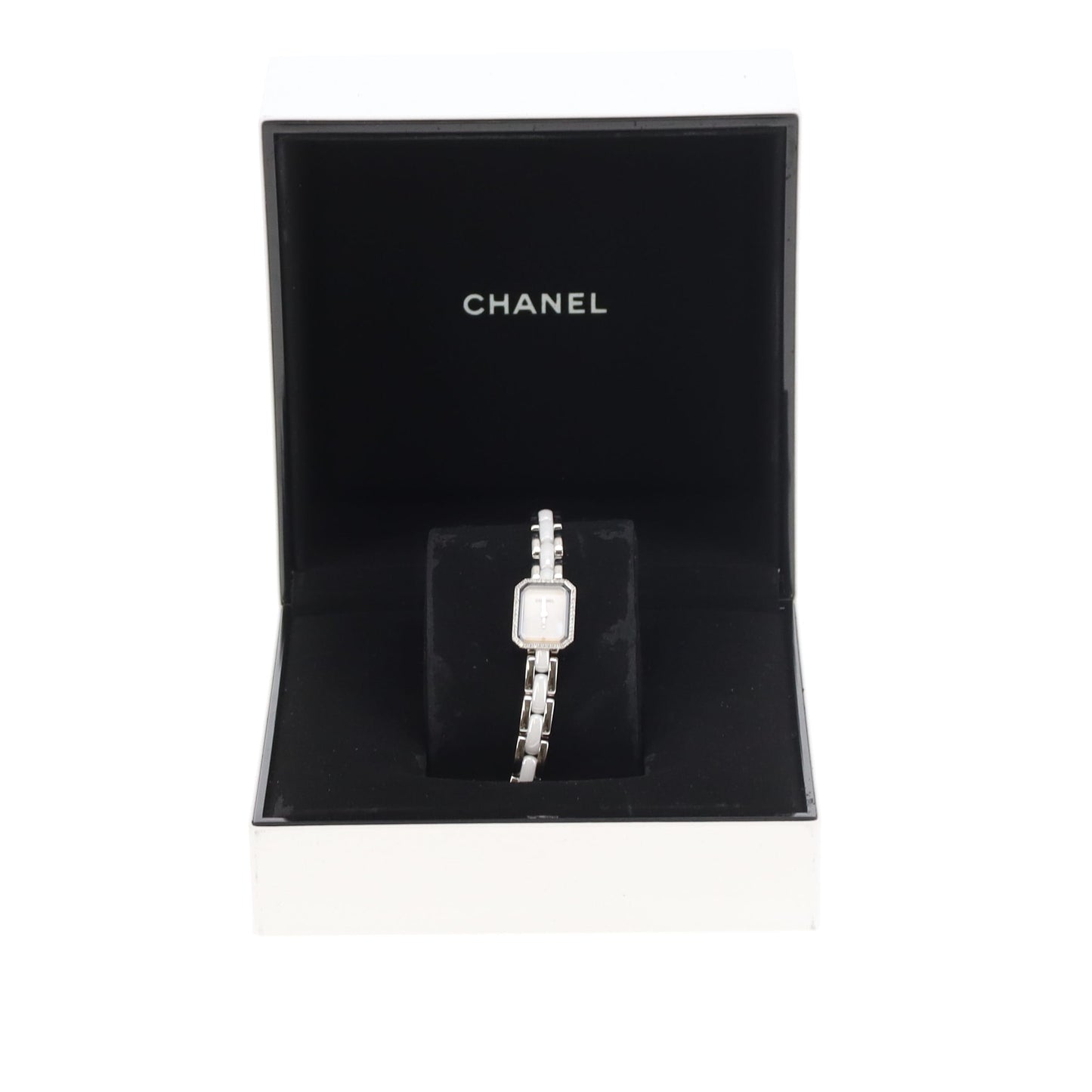 Chanel Première Ceramic Watch Steel and White Ceramic with Diamond Surround Face