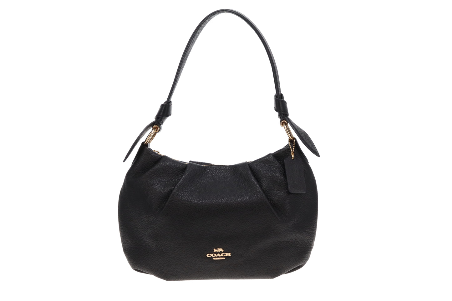 Coach Everly Shoulder Bag Black Pebbled Leather