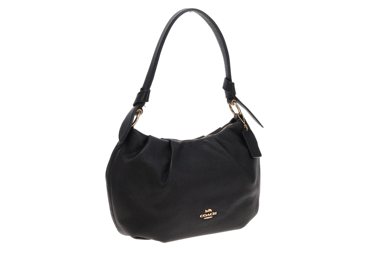 Coach Everly Shoulder Bag Black Pebbled Leather