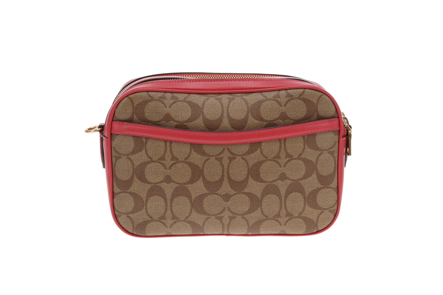 Coach Jes Camera Bag Large Signature Canvas and Pink Leather