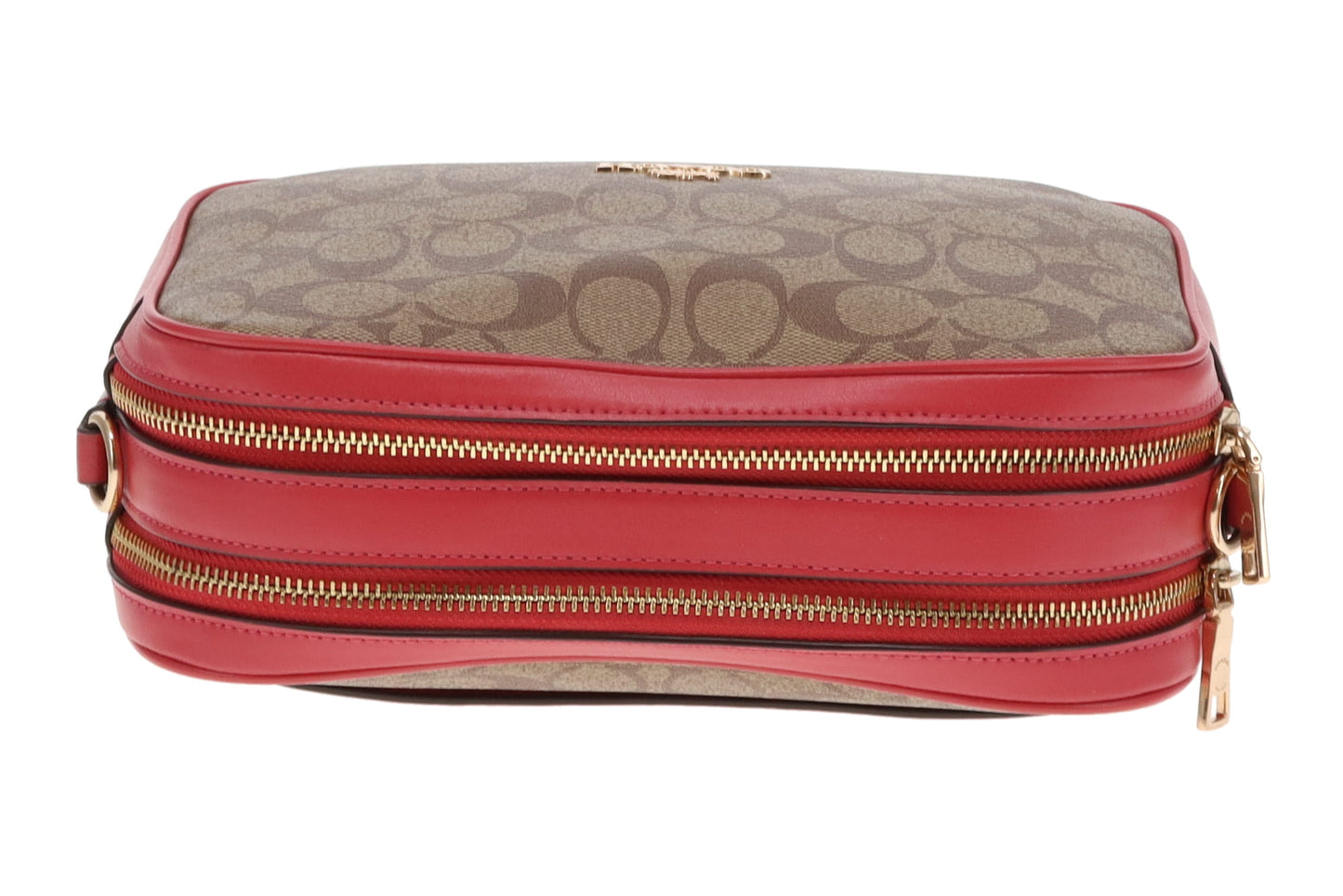Coach Jes Camera Bag Large Signature Canvas and Pink Leather