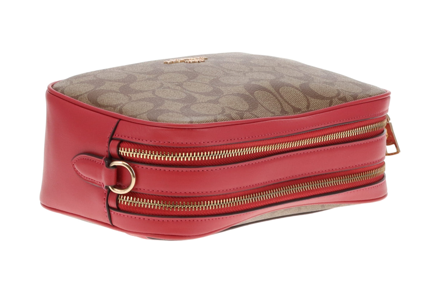 Coach Jes Camera Bag Large Signature Canvas and Pink Leather