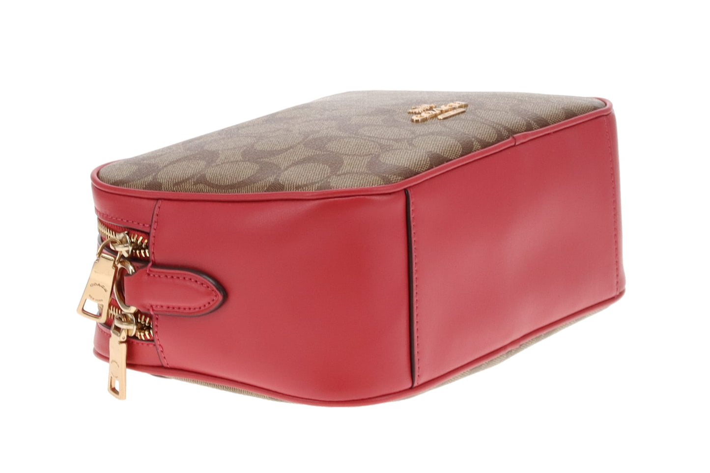 Coach Jes Camera Bag Large Signature Canvas and Pink Leather