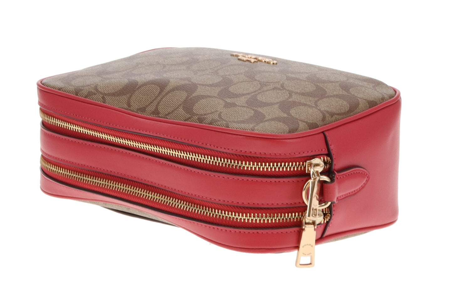 Coach Jes Camera Bag Large Signature Canvas and Pink Leather