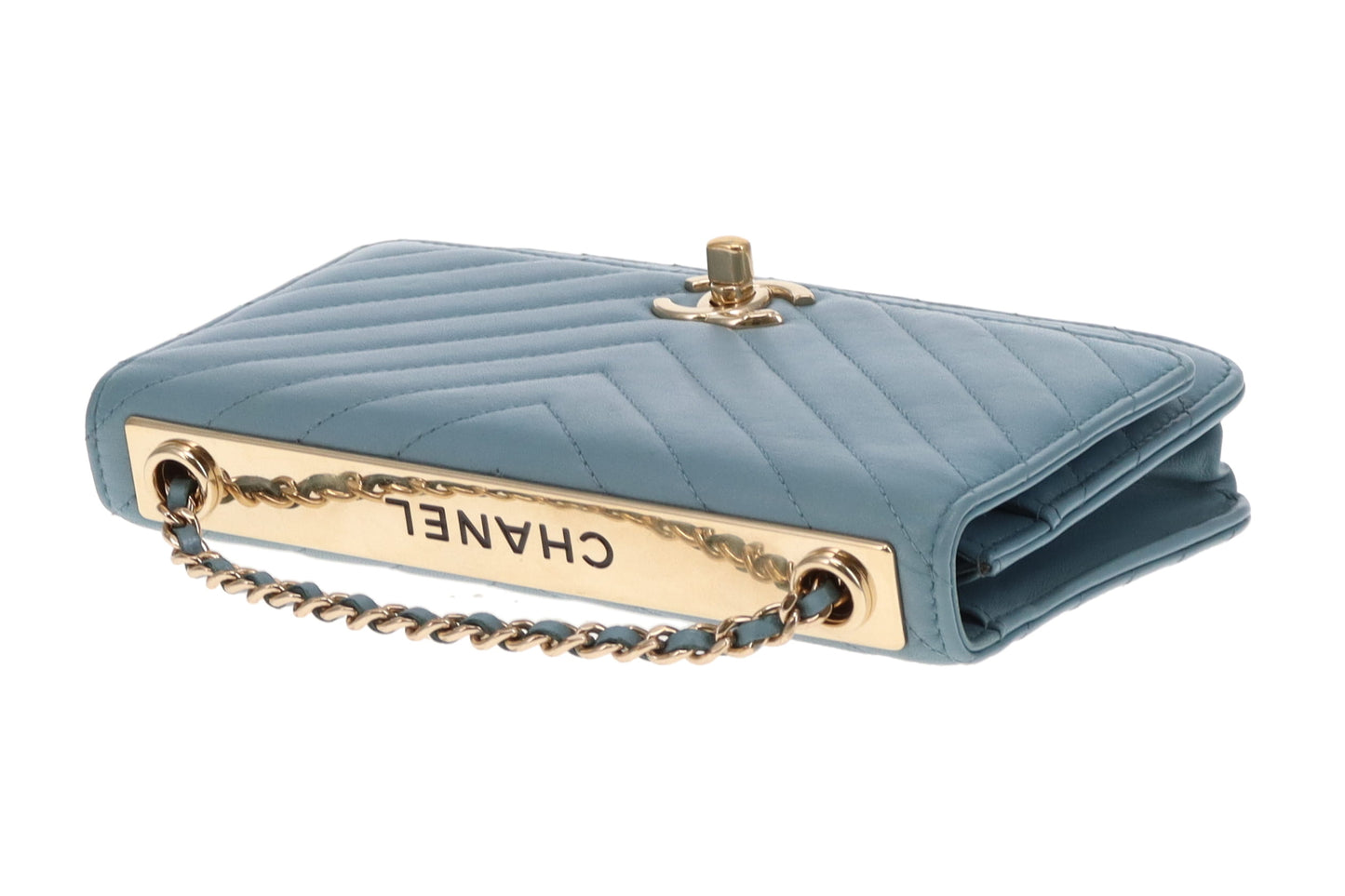 Chanel Trendy Wallet on Chain Sea Blue GHW 2018